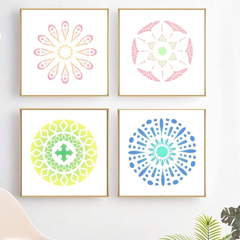 Resflyar 48 PCS Mandala Stencils Reusable Mandala Cookie Template Stencils for Painting for Coffee Cake Decorations Painting Rocks Wood Canvas Fabric Glass Pottery DIY Art Projects, 3.54 x 3.54 Inch - Image 3